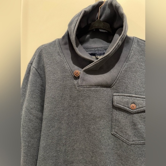 British Khaki est. 1980 Men’s Navy blue pullover, size L, shawl collar Fleece - Picture 4 of 9